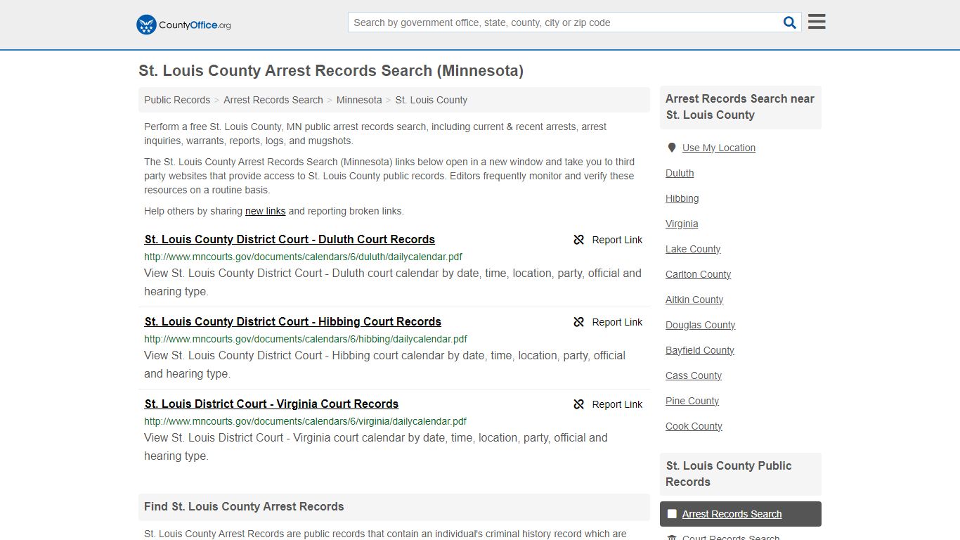 St. Louis County Arrest Records Search (Minnesota)