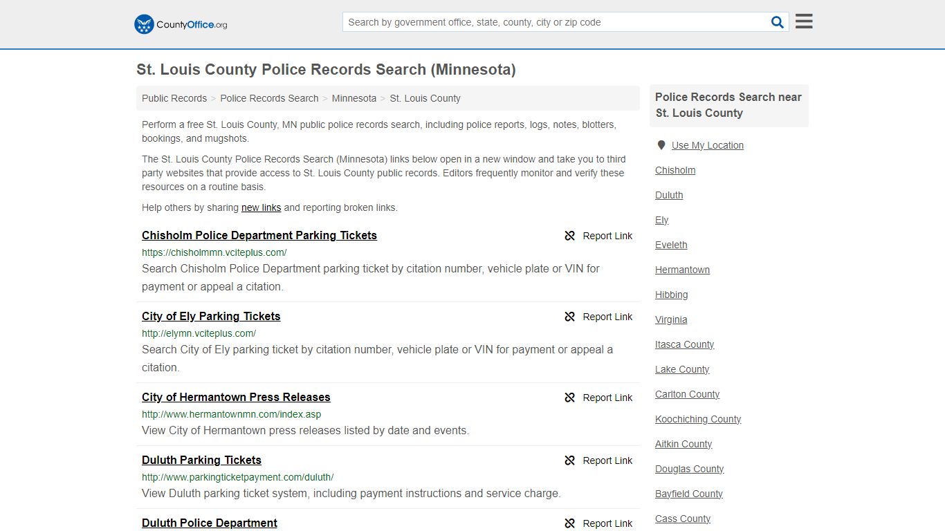 Police Records Search - St. Louis County, MN (Accidents & Arrest Records)